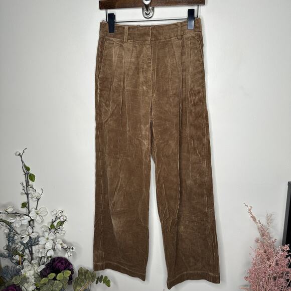 BABATON x ARITZIA Pleated Corduroy Pant Chestnut Brown Sz 2 $148 {3C42} - Picture 3 of 6